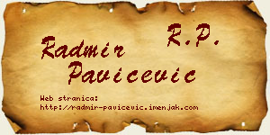 Radmir Pavičević vizit kartica